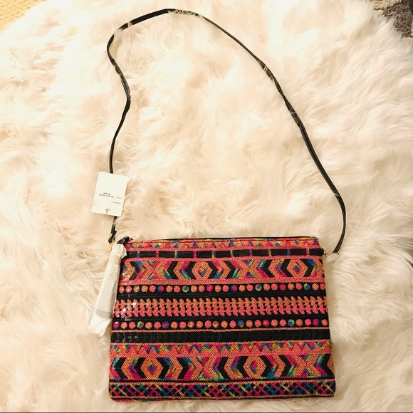 Melie Bianco Shannon Sequin Clutch Crossbody Convertible Bag - Picture 1 of 8